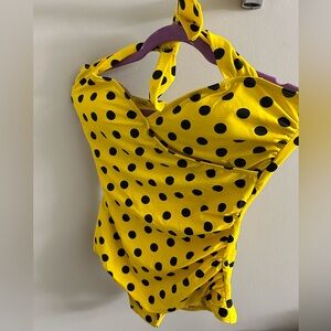 Esther Williams Yellow Polkadot Halter One Piece